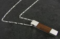 Assassin 'Wood Rectangular' Pendant Mens Necklace